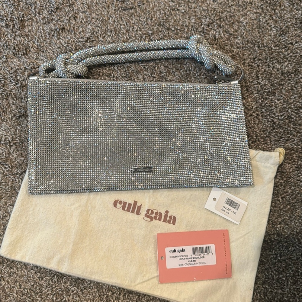 New Cult Gaia Hera Nano shoulder clutch Bag silver clear